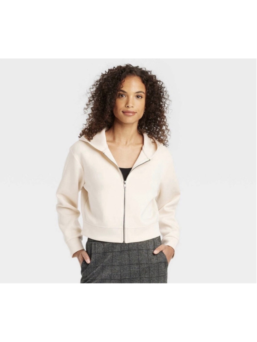 NEW A New Day A New Day Cropped Double Knit Zip Hoodie M